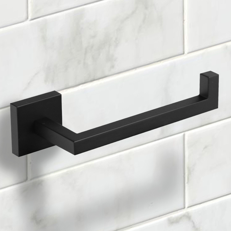 Nameeks NNBL0055 Toilet Paper Holder, Square, Wall Mounted, Black